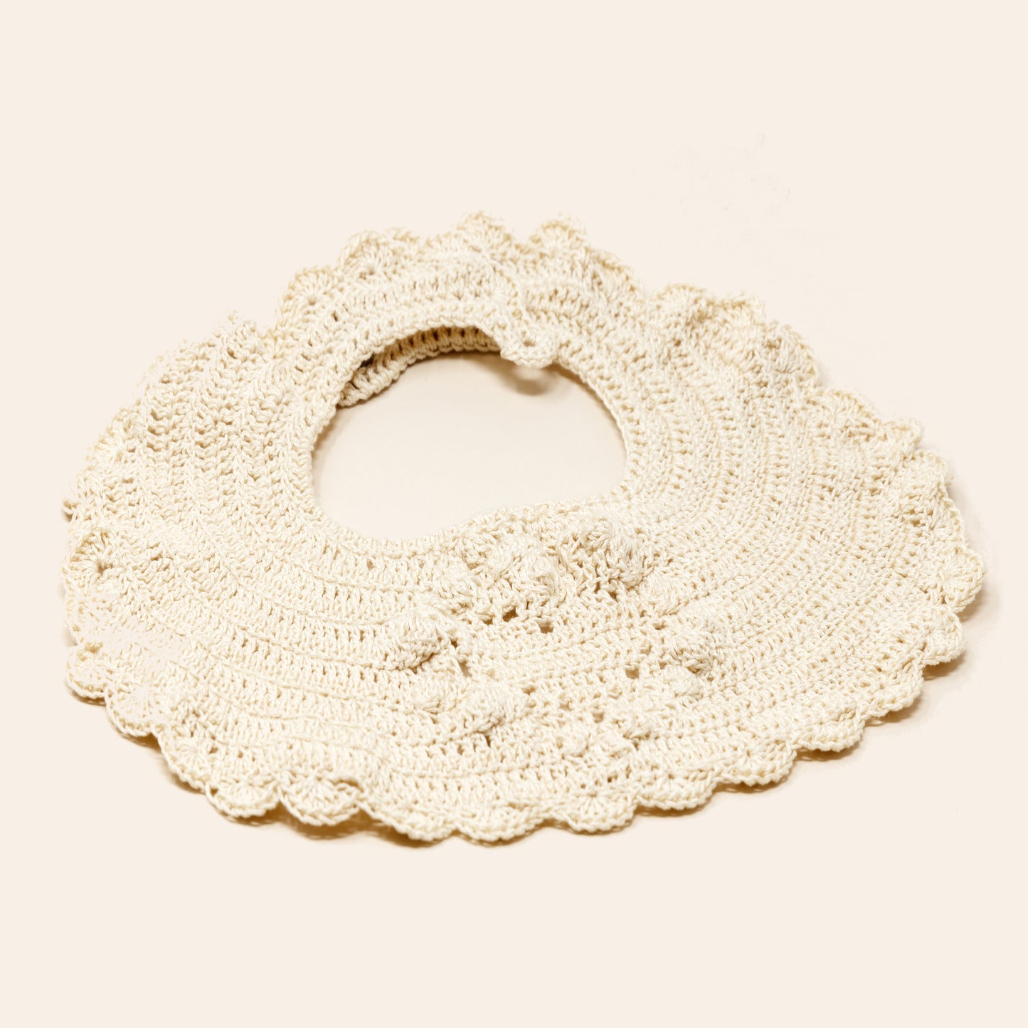 Crochet Bib HEART - Beige