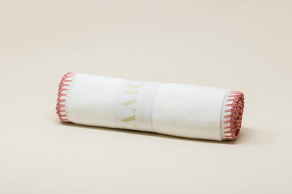 Muslin Swaddle with Classic Border - Blush