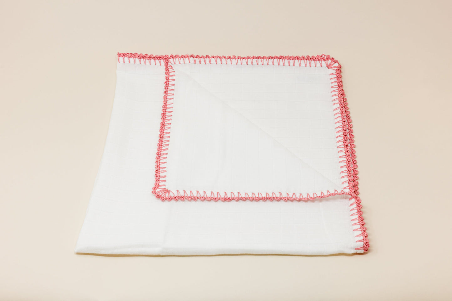 Muslin Swaddle with Classic Border - Blush