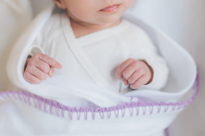 Muslin Swaddle with Classic Border - Lilac